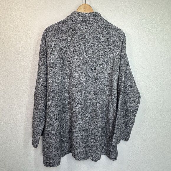 J Jill Sweater Coat L Marled Gray Long Knit Wool Button Heavyweight Lagenlook - Picture 2 of 9